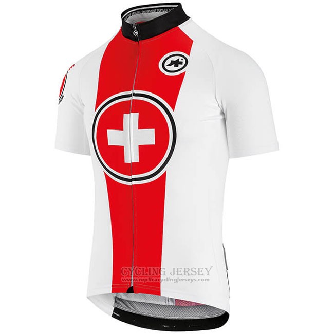 2018 Cycling Jersey Switzerland Red White Short Sleeve and Bib Short